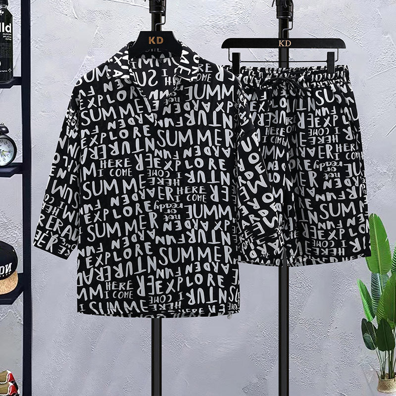 SwiftFit Set: Quick Dry Letter Print Shirt Short Set