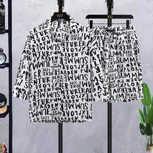 SwiftFit Set: Quick Dry Letter Print Shirt Short Set